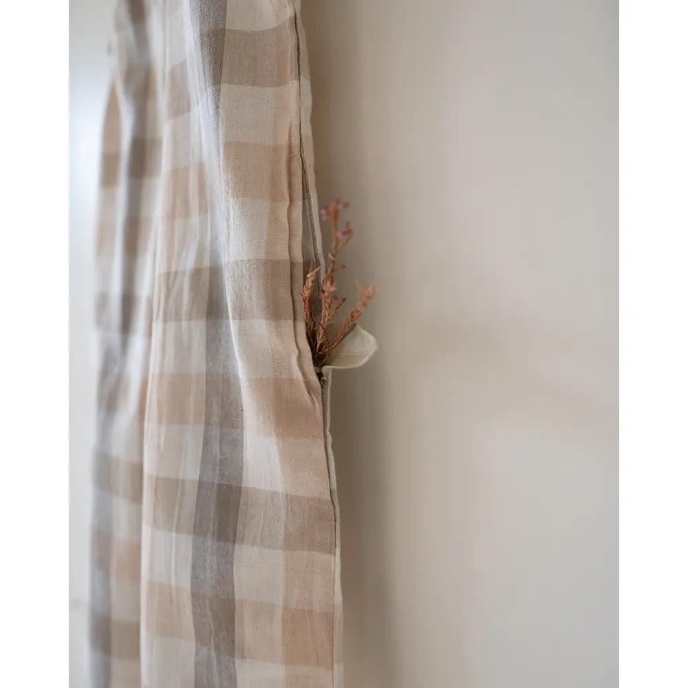 Love The World Today ‘Midsummer’ Beige Off White Checkered Unisex Jumpsuit In Handwoven Cotton - Beige