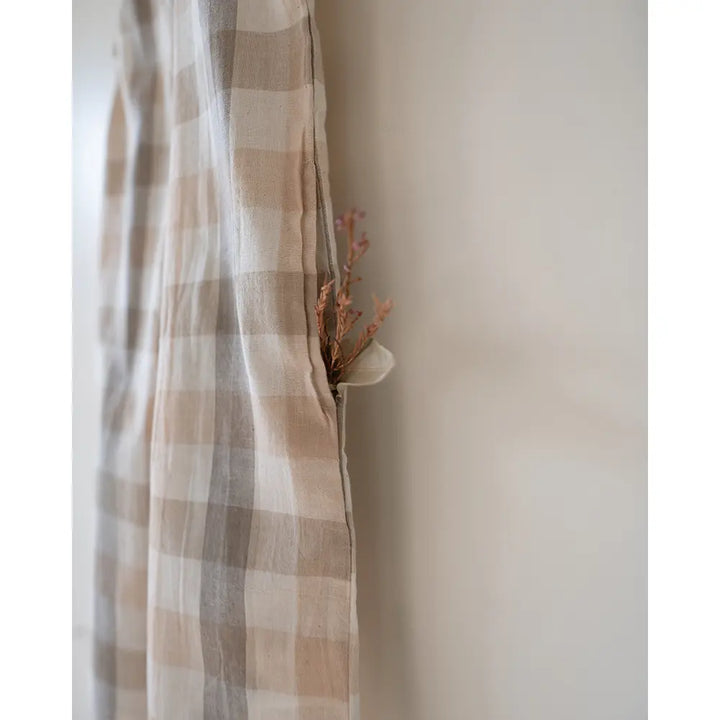 Love The World Today ‘Midsummer’ Beige Off White Checkered Unisex Jumpsuit In Handwoven Cotton - Beige