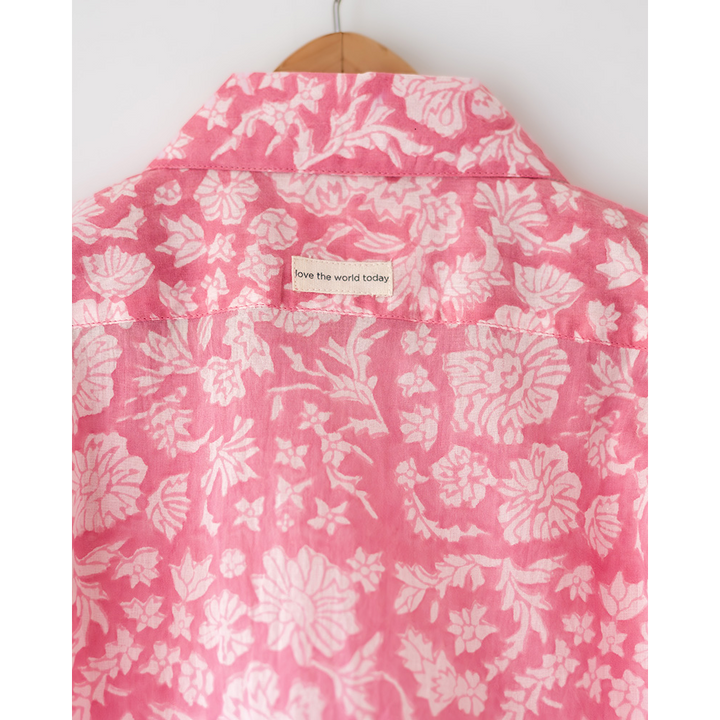 Love The World Today ‘Groove’ Pink Floral Hand Block Print Boys Shirt