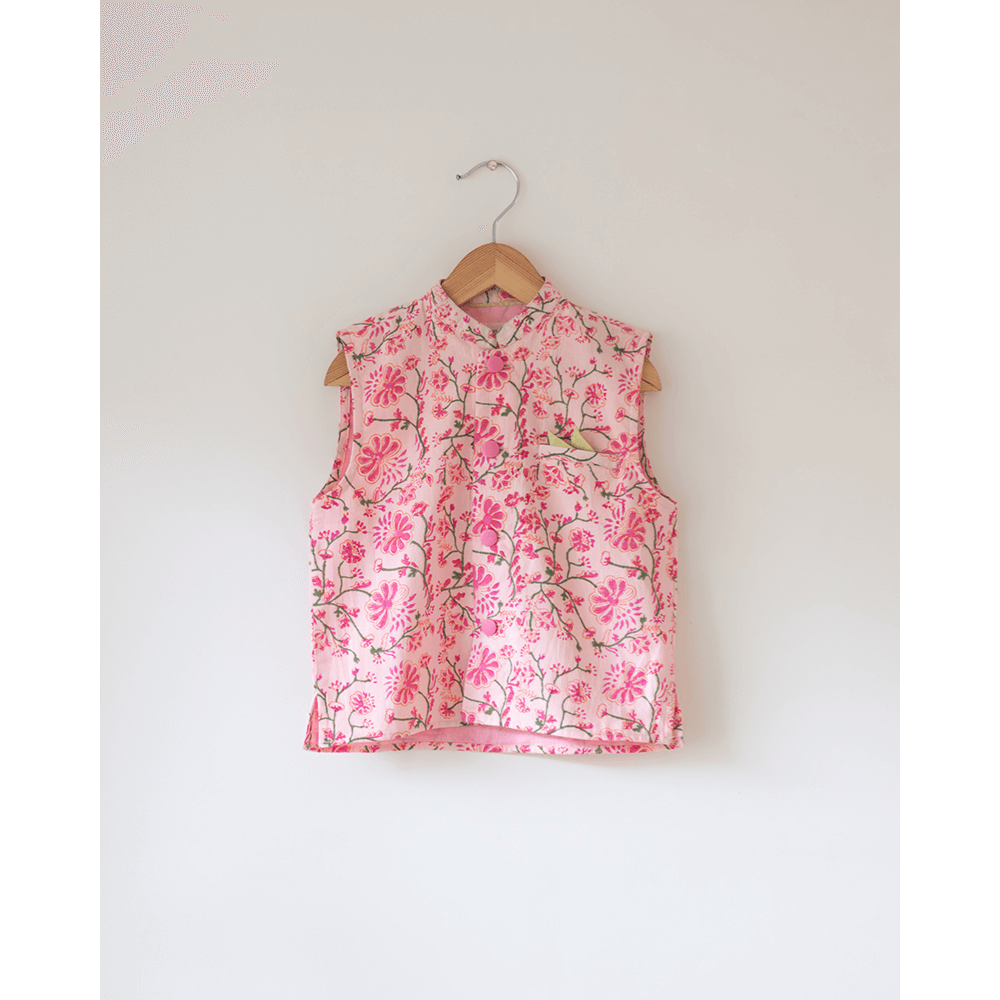 Love The World Today Phool Cotton Pink Floral Bandi- Boys