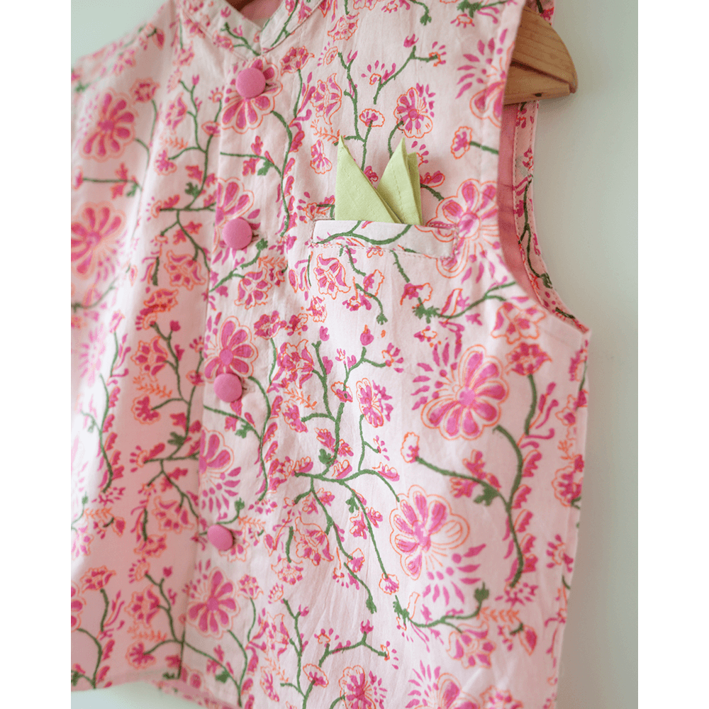 Love The World Today Phool Cotton Pink Floral Bandi- Boys