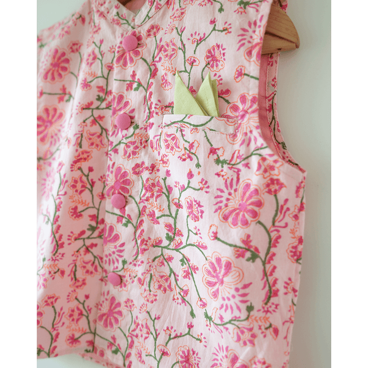 Love The World Today Phool Cotton Pink Floral Bandi- Boys