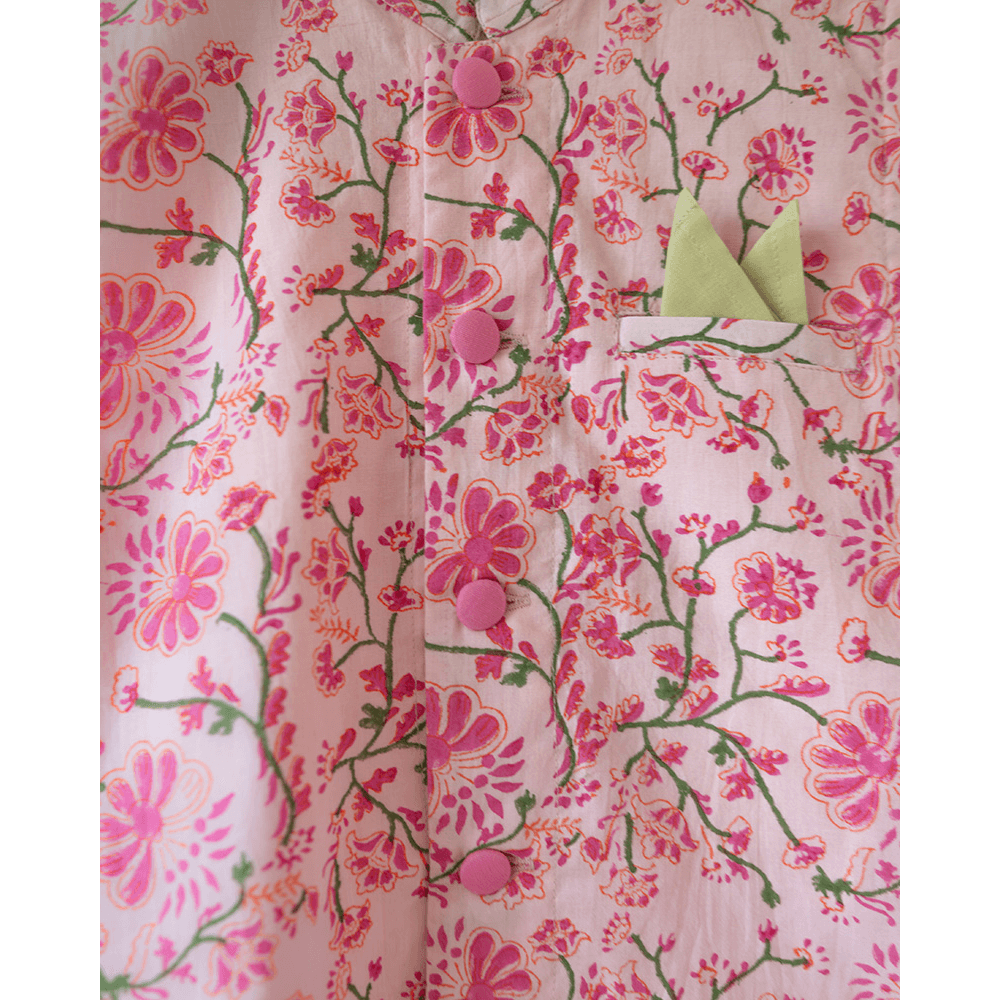 Love The World Today Phool Cotton Pink Floral Bandi- Boys