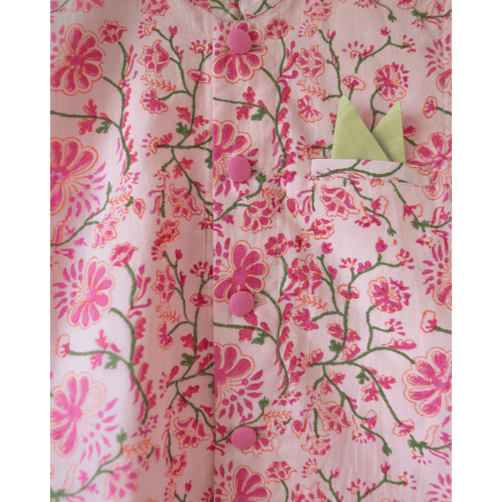 Love The World Today Phool Cotton Pink Floral Bandi- Boys