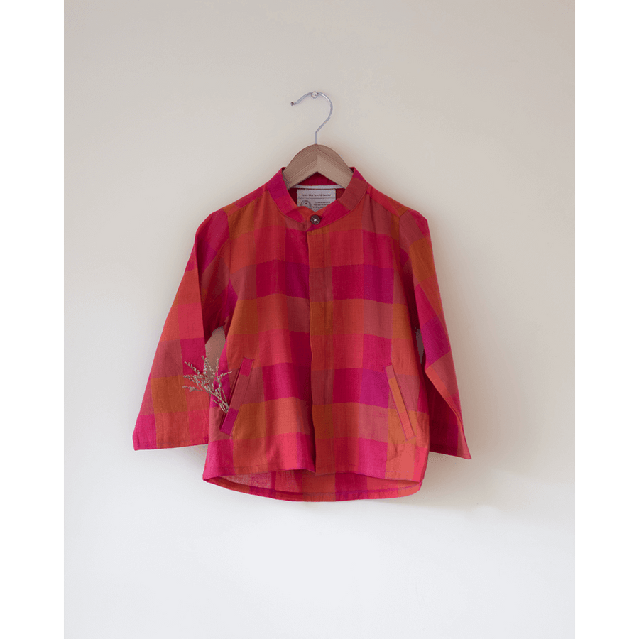 Love The World Today Gulmohar Cotton Checkered Full Sleeve Jacket Shirt- Boys