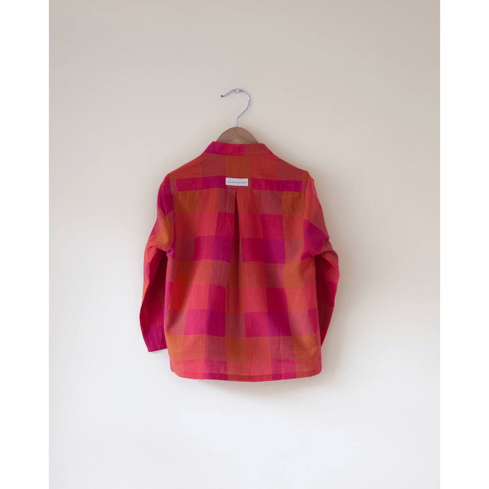 Love The World Today Gulmohar Cotton Checkered Full Sleeve Jacket Shirt- Boys