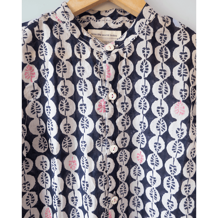 Love The World Today Lata Cotton Monstera Print Full Sleeve Shirt- Boys