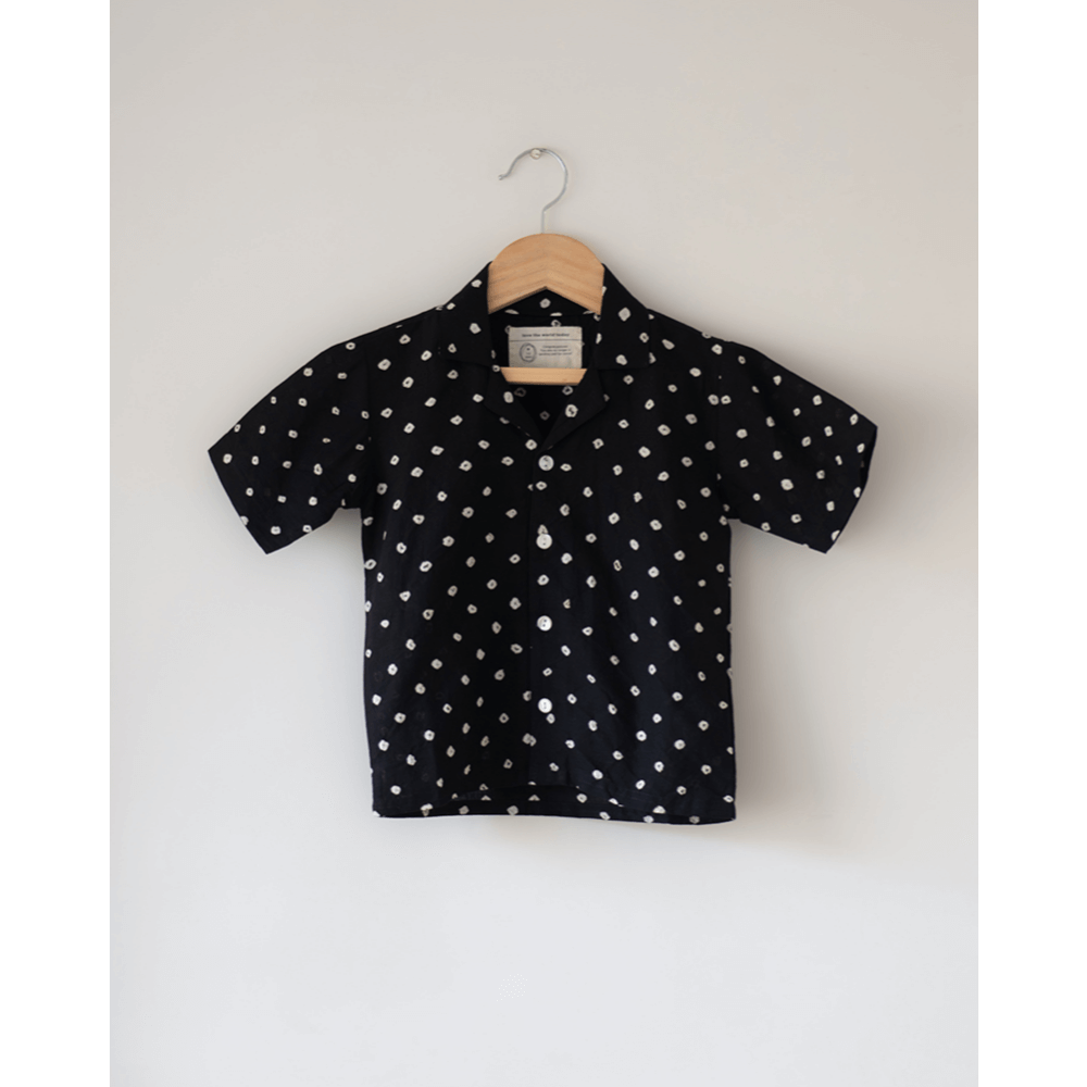 Love the World Today Tara Cotton Black Bandhani Half Sleeve Shirt-Boys