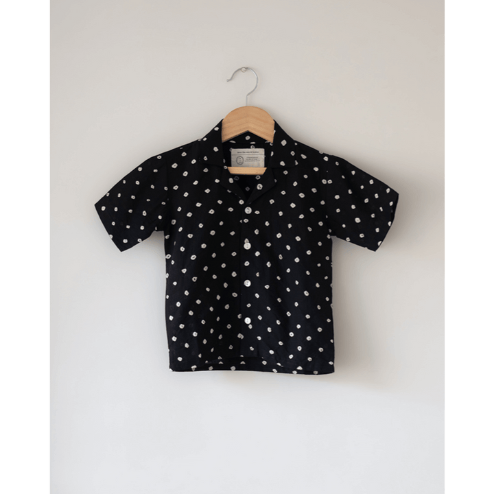 Love the World Today Tara Cotton Black Bandhani Half Sleeve Shirt-Boys