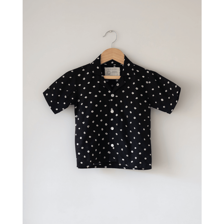 Love the World Today Tara Cotton Black Bandhani Half Sleeve Shirt-Boys