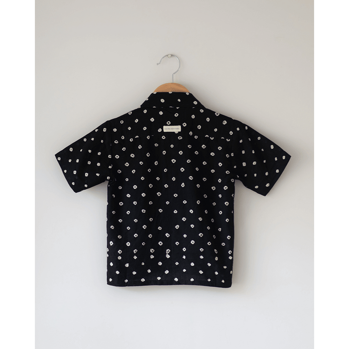 Love the World Today Tara Cotton Black Bandhani Half Sleeve Shirt-Boys