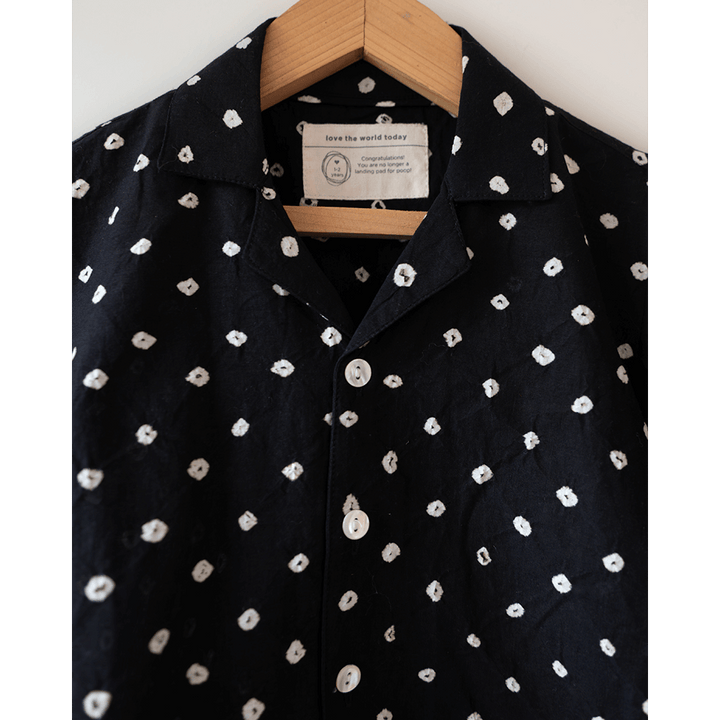 Love the World Today Tara Cotton Black Bandhani Half Sleeve Shirt-Boys