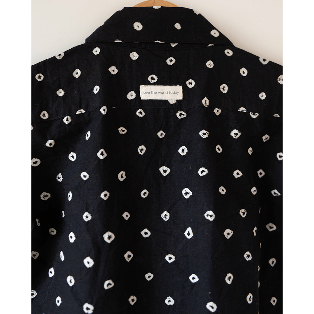 Love the World Today Tara Cotton Black Bandhani Half Sleeve Shirt-Boys