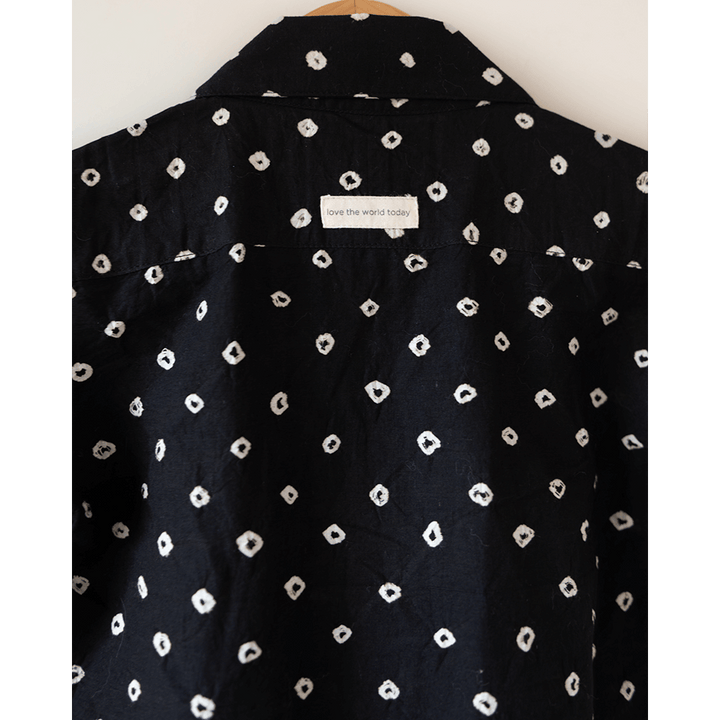 Love the World Today Tara Cotton Black Bandhani Half Sleeve Shirt-Boys