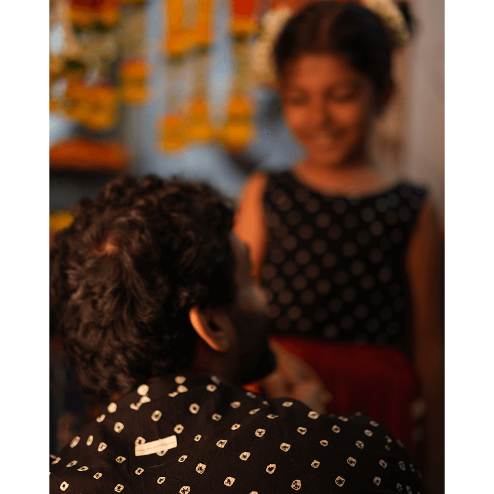 Love the World Today Laddoo Cotton Black Bandhani Top With Checkered Lehenga Set- Girls