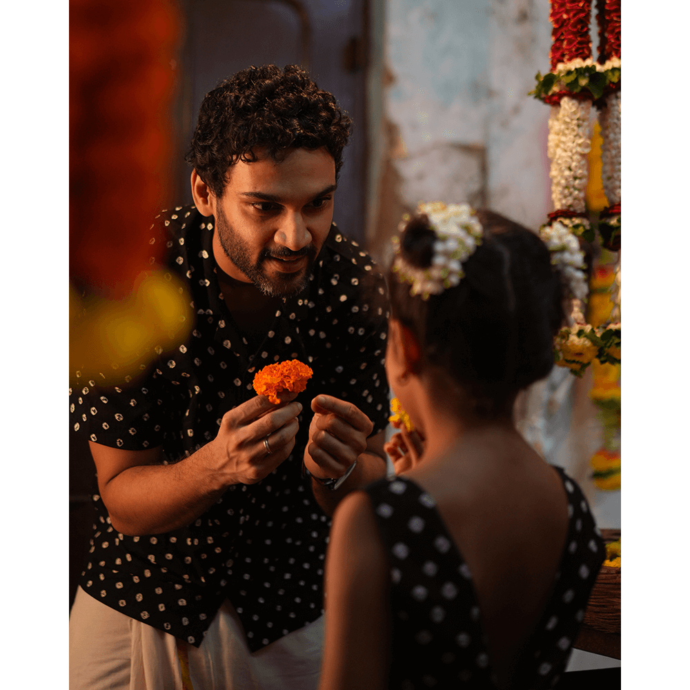 Love the World Today Laddoo Cotton Black Bandhani Top With Checkered Lehenga Set- Girls