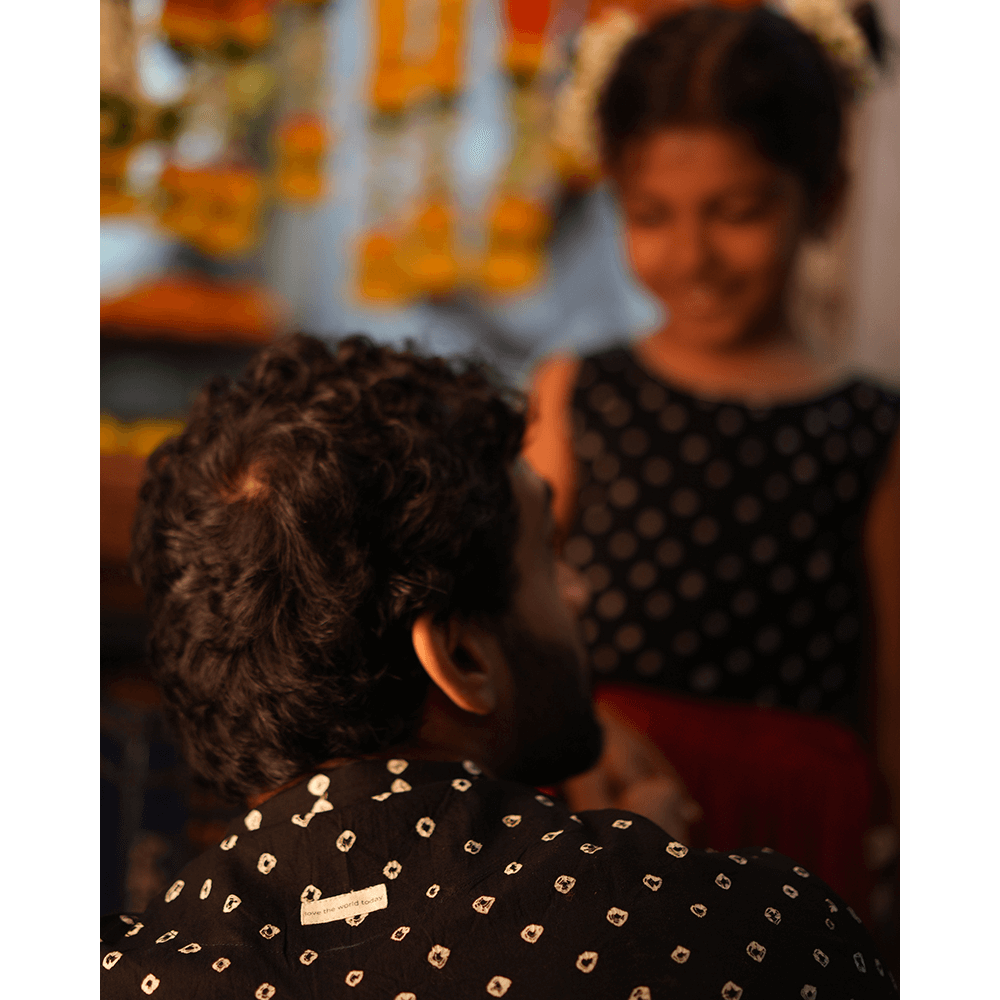 Love the World Today Laddoo Cotton Black Bandhani Top With Checkered Lehenga Set- Girls