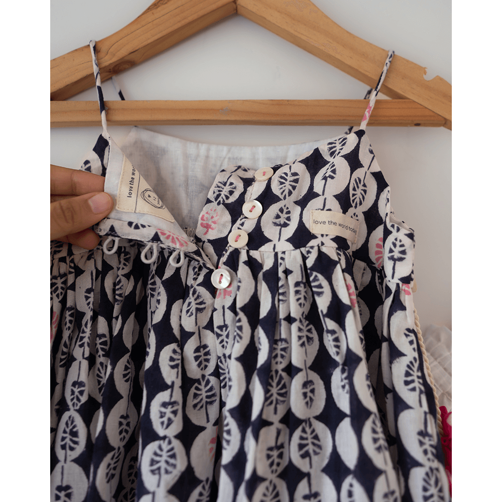 Love the World Today Nila Cotton Monstera Print Kurta With White Cowl Dhoti Pants Coord Set- Girls