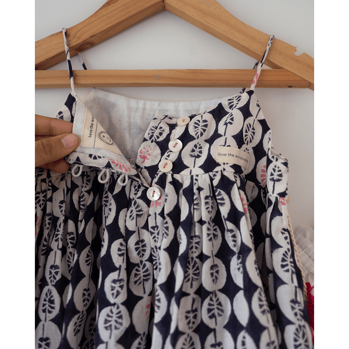 Love the World Today Nila Cotton Monstera Print Kurta With White Cowl Dhoti Pants Coord Set- Girls