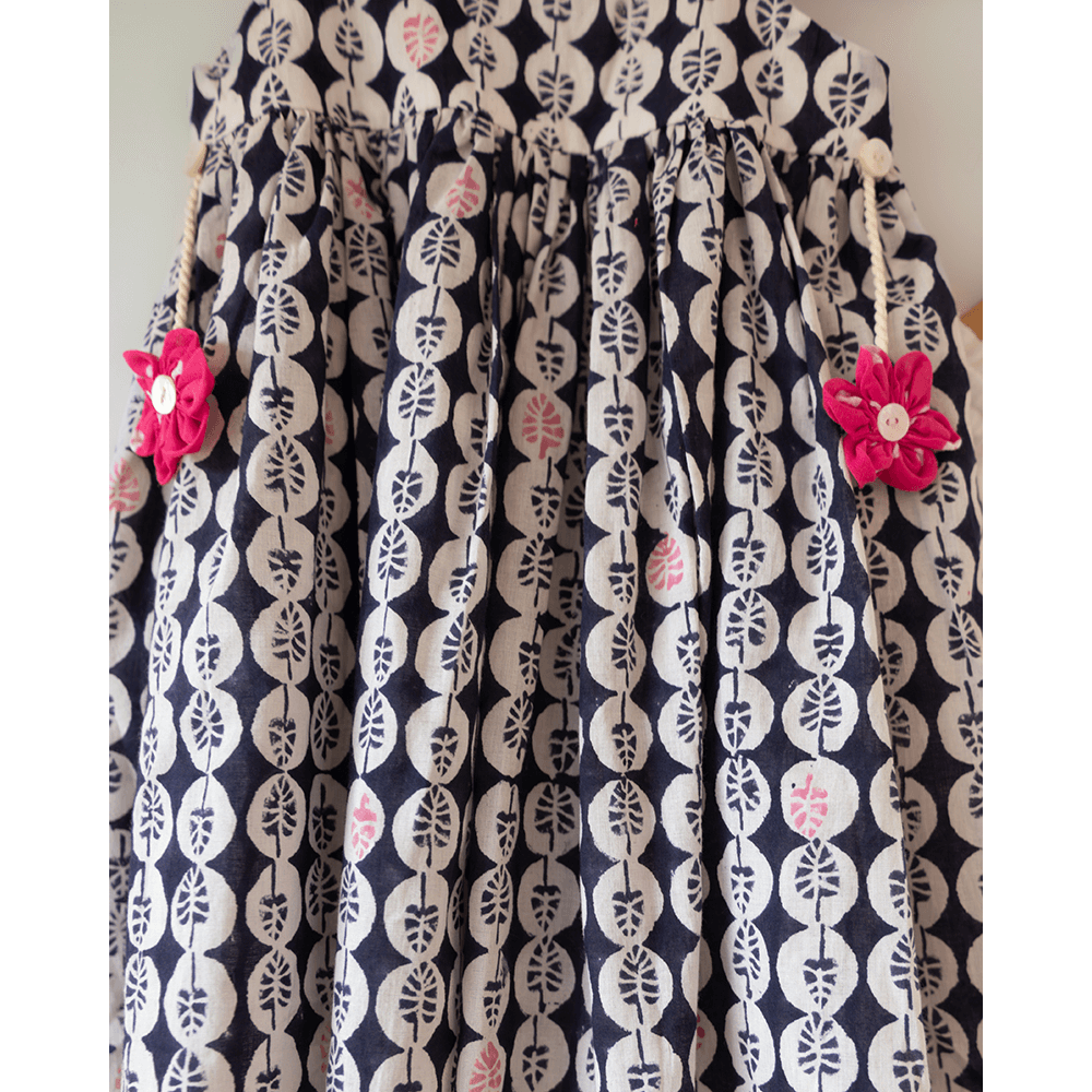 Love the World Today Nila Cotton Monstera Print Kurta With White Cowl Dhoti Pants Coord Set- Girls