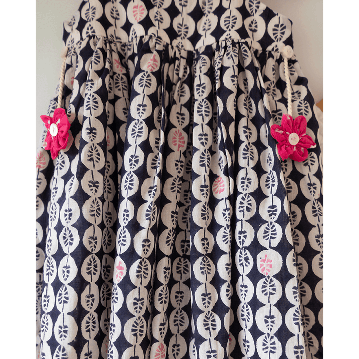 Love the World Today Nila Cotton Monstera Print Kurta With White Cowl Dhoti Pants Coord Set- Girls