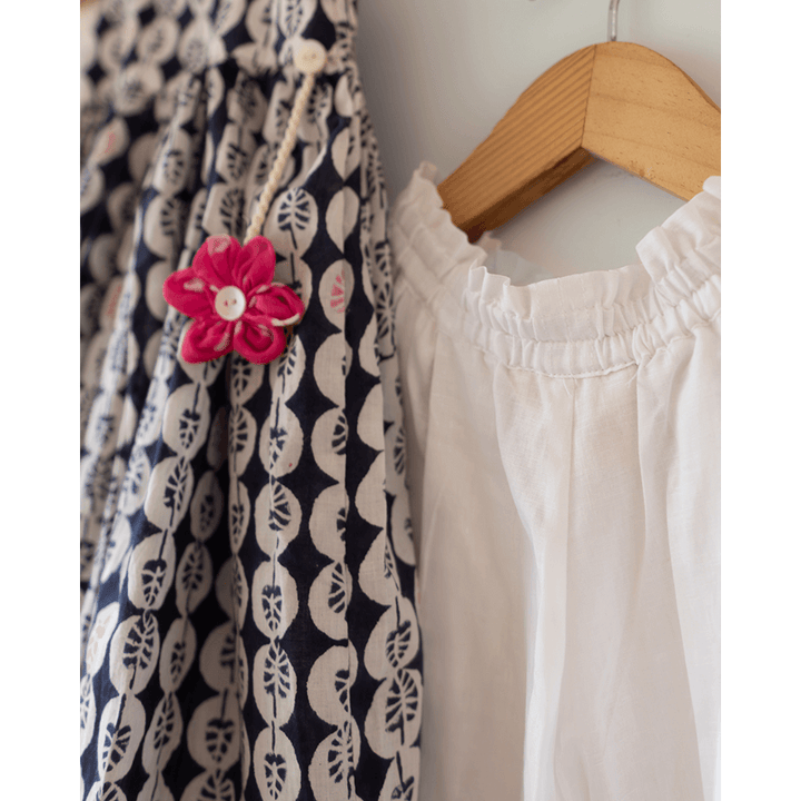 Love the World Today Nila Cotton Monstera Print Kurta With White Cowl Dhoti Pants Coord Set- Girls