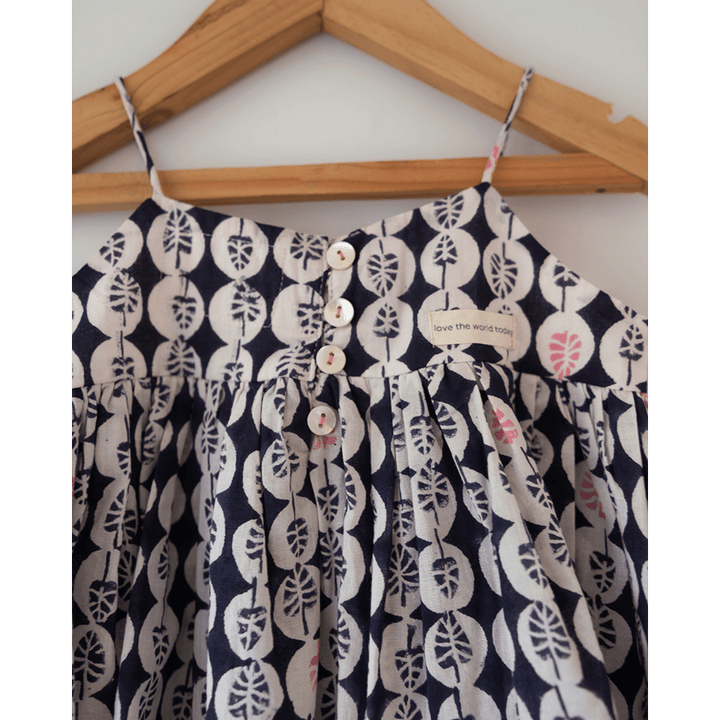 Love the World Today Nila Cotton Monstera Print Kurta With White Cowl Dhoti Pants Coord Set- Girls