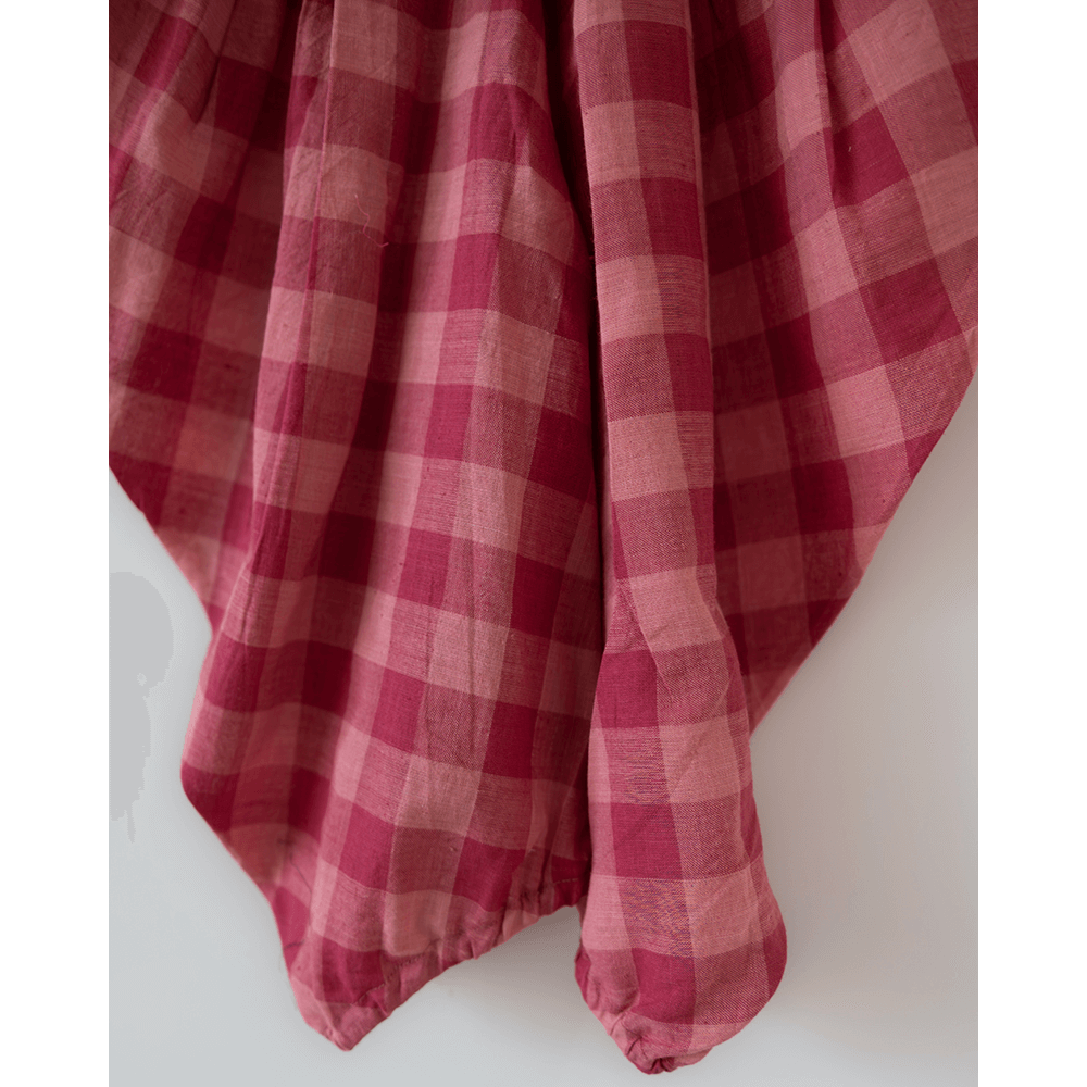 Love The World Today Leela Cotton Pink Floral Flared Top With Pink Checkered Pants Coord Set- Girls