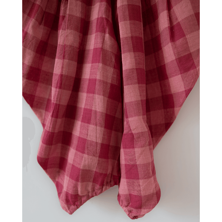 Love The World Today Leela Cotton Pink Floral Flared Top With Pink Checkered Pants Coord Set- Girls