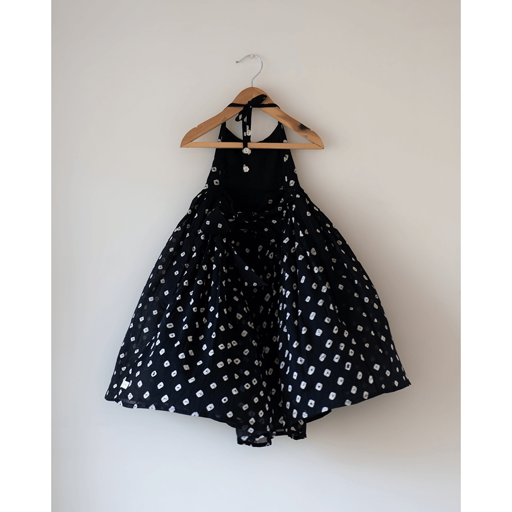 Love the World Today Tara Cotton Black Bandhani Halter Maxi Dress- Girls