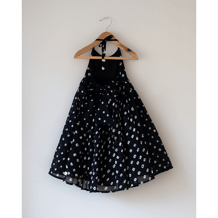 Love the World Today Tara Cotton Black Bandhani Halter Maxi Dress- Girls
