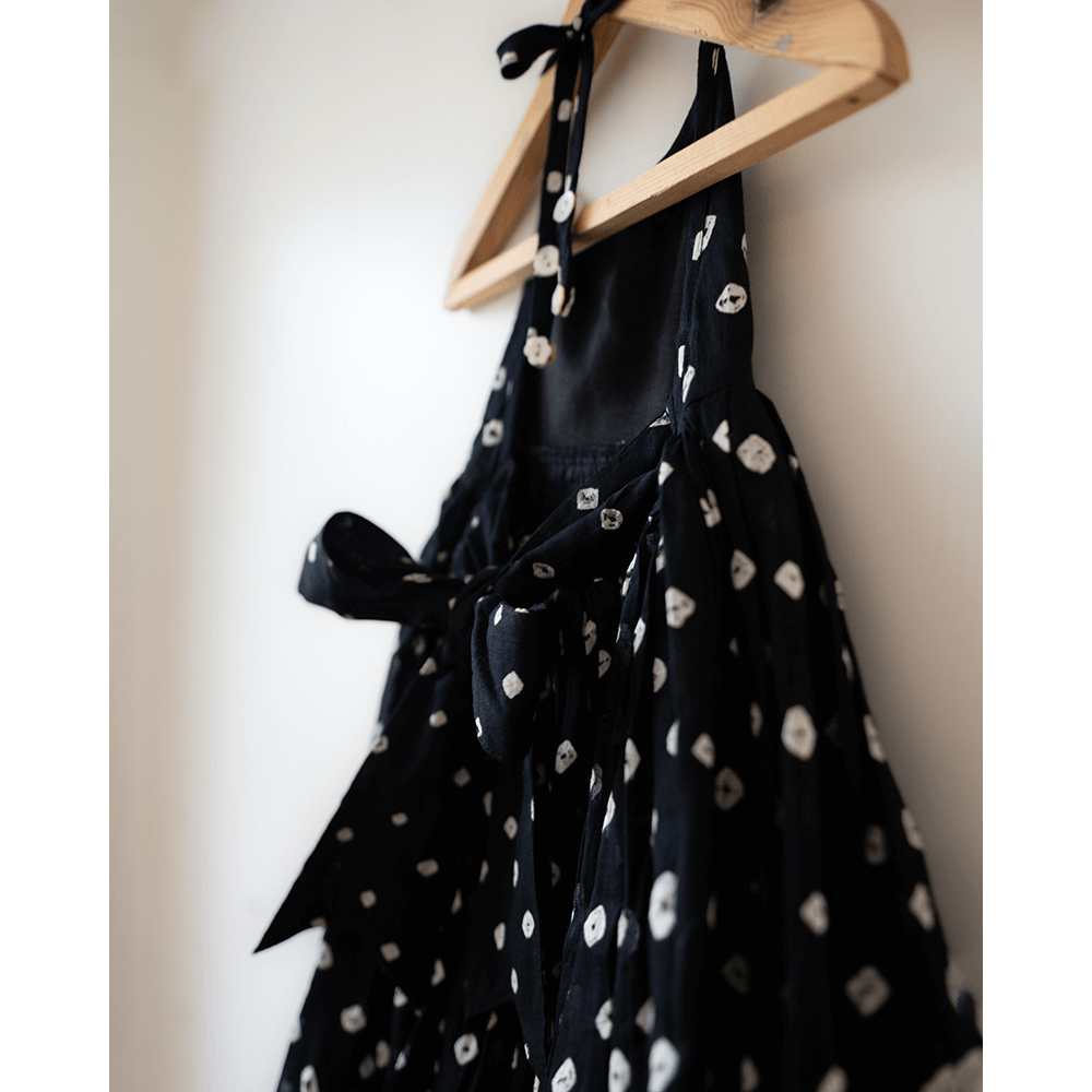 Love the World Today Tara Cotton Black Bandhani Halter Maxi Dress- Girls