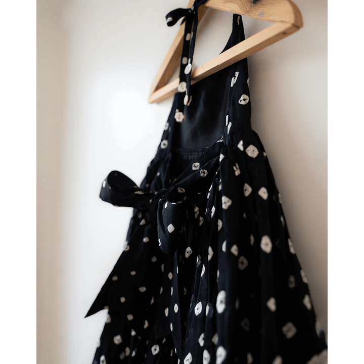 Love the World Today Tara Cotton Black Bandhani Halter Maxi Dress- Girls