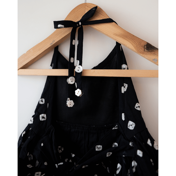 Love the World Today Tara Cotton Black Bandhani Halter Maxi Dress- Girls