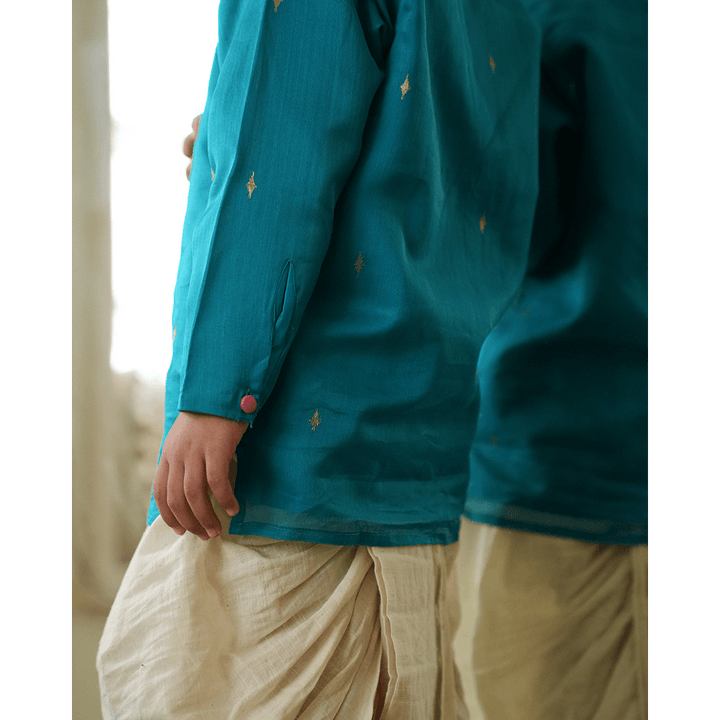 Love The World Today Nilima Kurta With Motif - Teal