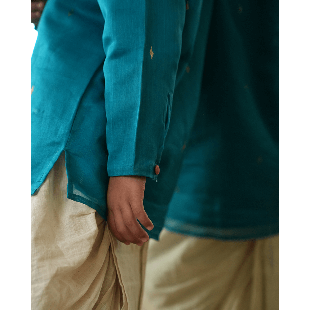 Love The World Today Nilima Kurta With Motif - Teal