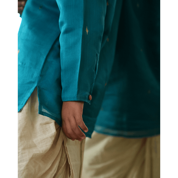 Love The World Today Nilima Kurta With Motif - Teal