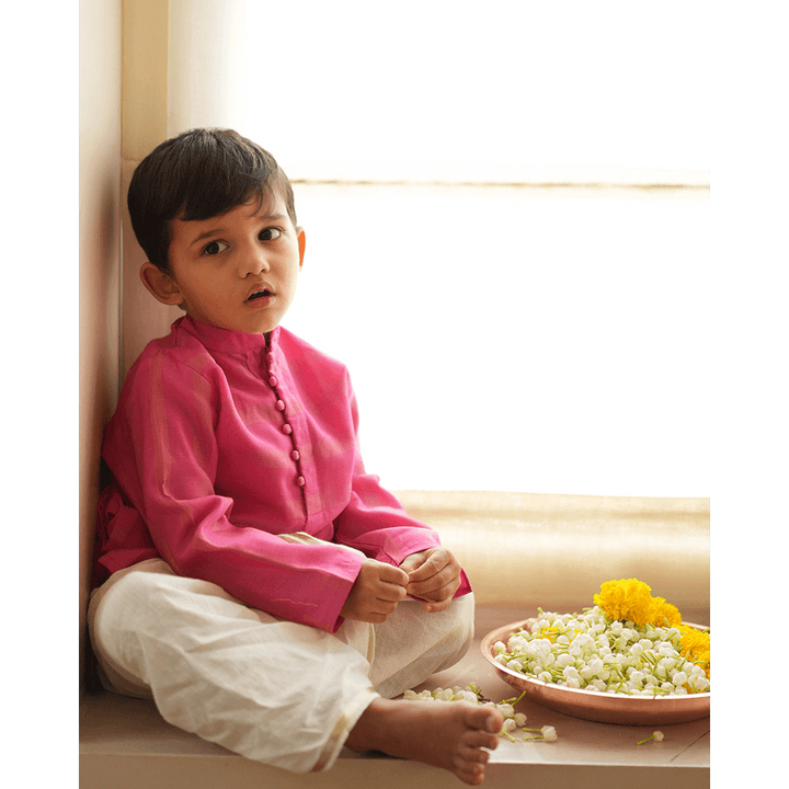 Love The World Today Neelkamal Ethnic Kurta - Pink Gold Stripe