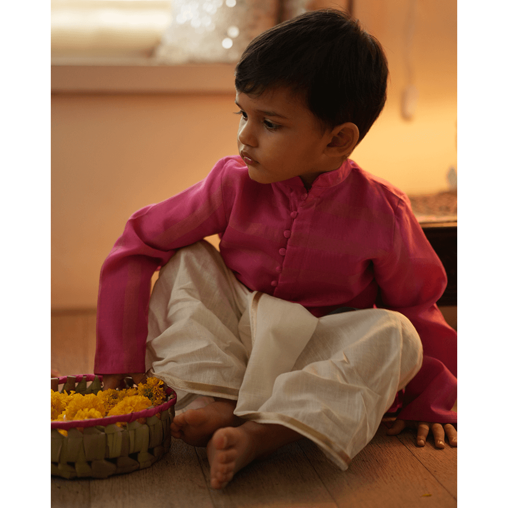 Love The World Today Neelkamal Ethnic Kurta - Pink Gold Stripe
