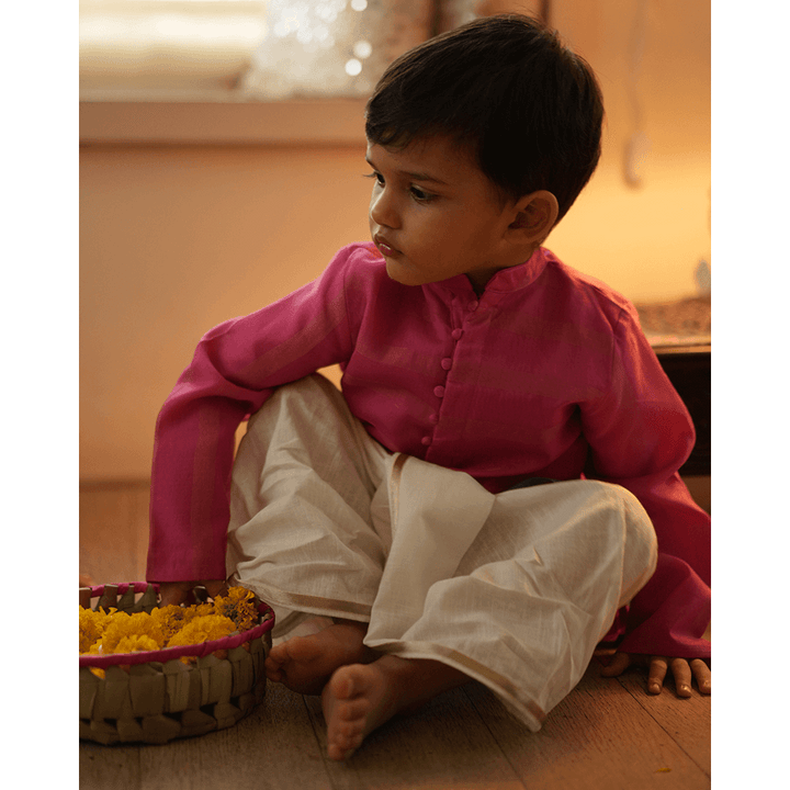 Love The World Today Neelkamal Ethnic Kurta - Pink Gold Stripe
