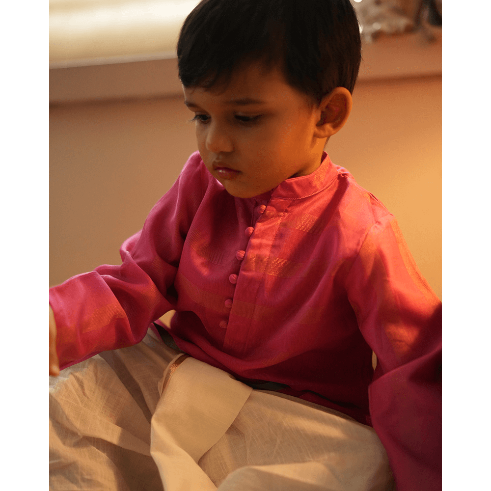 Love The World Today Neelkamal Ethnic Kurta - Pink Gold Stripe