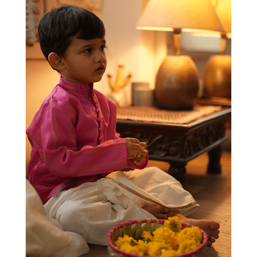 Love The World Today Neelkamal Ethnic Kurta - Pink Gold Stripe