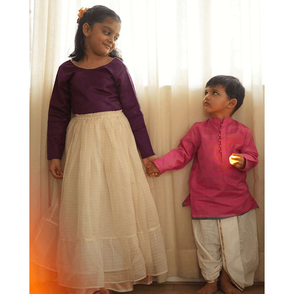 Love The World Today Neelkamal Ethnic Kurta - Pink Gold Stripe