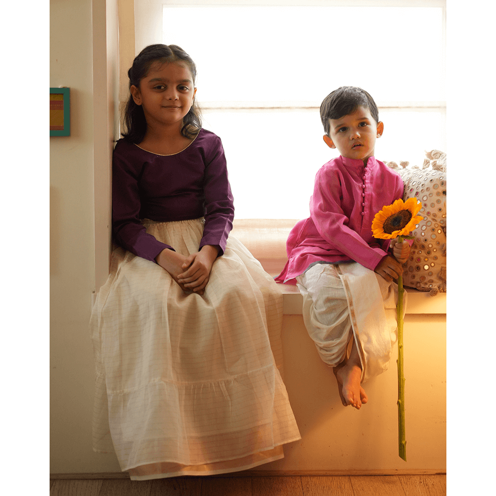 Love The World Today Neelkamal Ethnic Kurta - Pink Gold Stripe