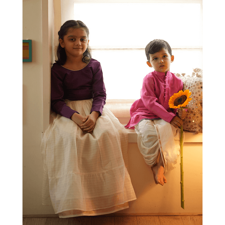 Love The World Today Neelkamal Ethnic Kurta - Pink Gold Stripe