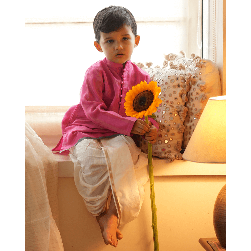 Love The World Today Neelkamal Ethnic Kurta - Pink Gold Stripe