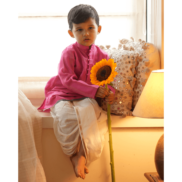 Love The World Today Neelkamal Ethnic Kurta - Pink Gold Stripe