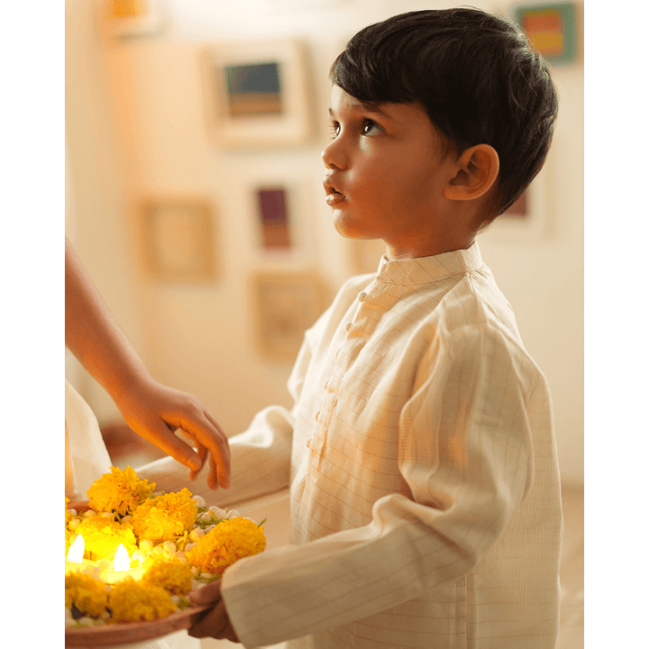 Love The World Today Parijat Festive Kurta - White and Gold