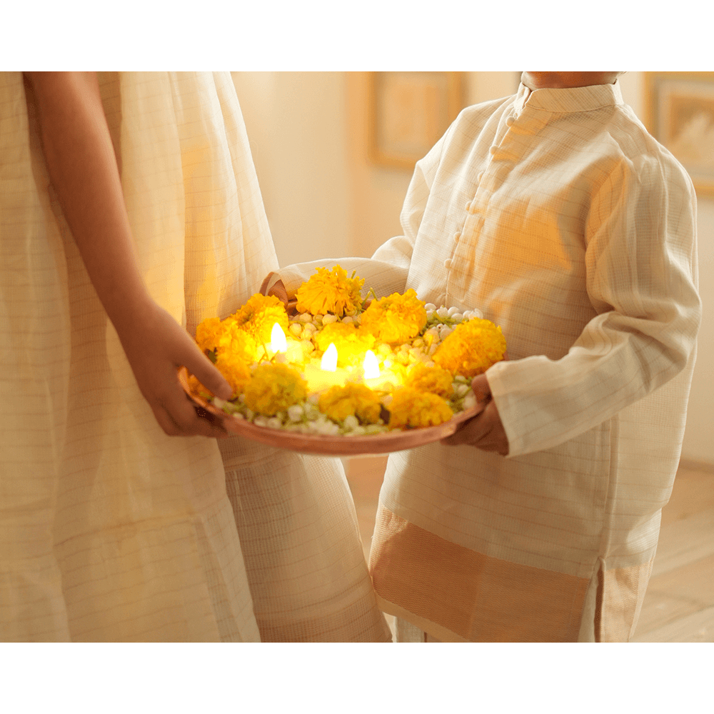 Love The World Today Parijat Festive Kurta - White and Gold