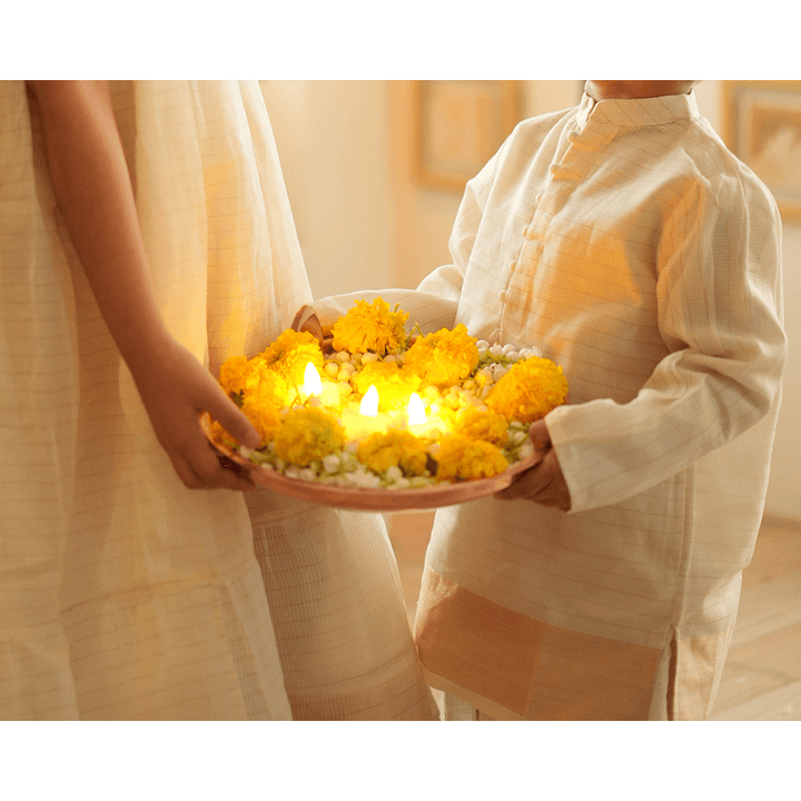 Love The World Today Parijat Festive Kurta - White and Gold